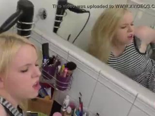 Cute teen gets fucked hard in her mums bathroom